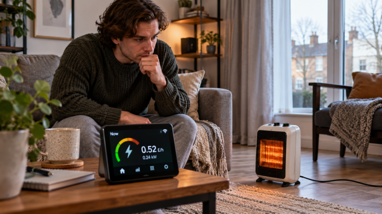 Heater Running Cost UK with smart meter tracking the cost of a portable electric heater