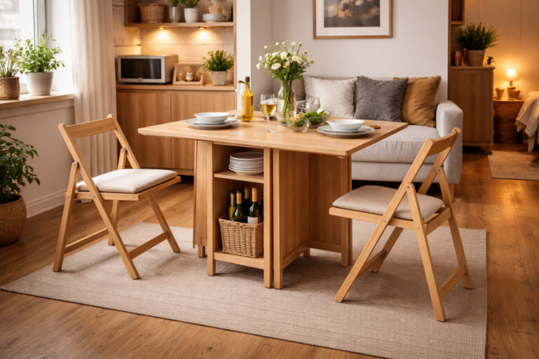 best foldable dining table for studio flat uk with space saving compact table and chairs in small apartment