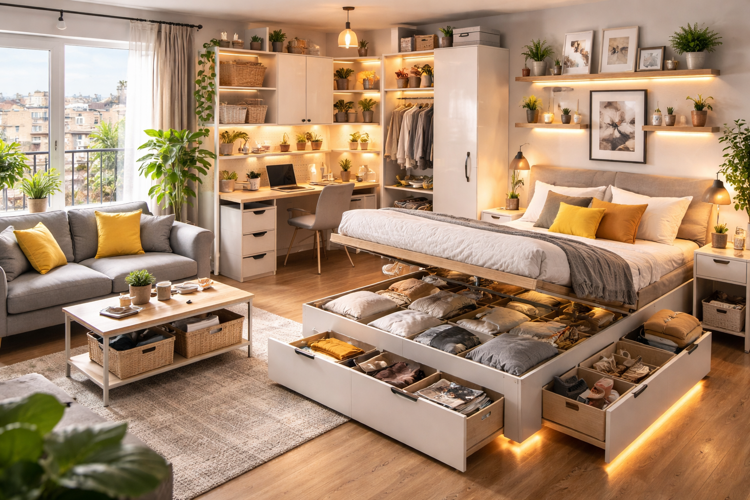 best storage solutions for studio flats in the uk with space saving furniture and smart organisation ideas