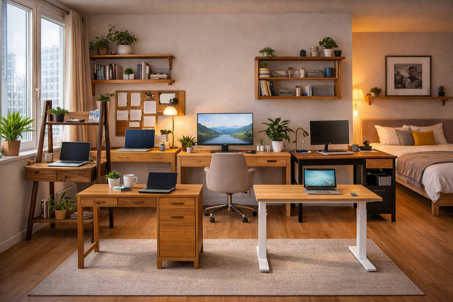best desks for studio flats uk with compact space saving desk setups in a small apartment