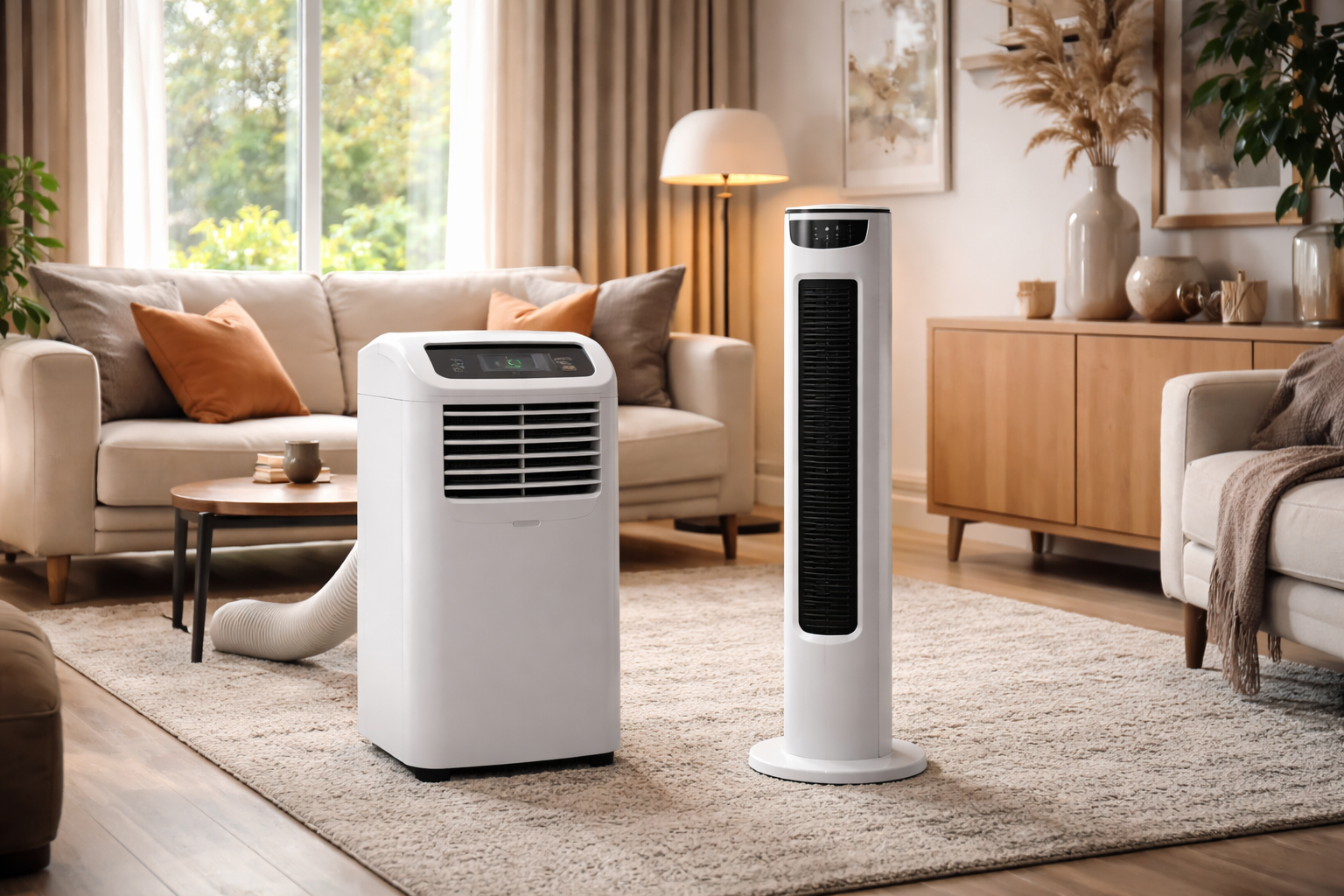 portable AC vs cooling fan studio flat UK