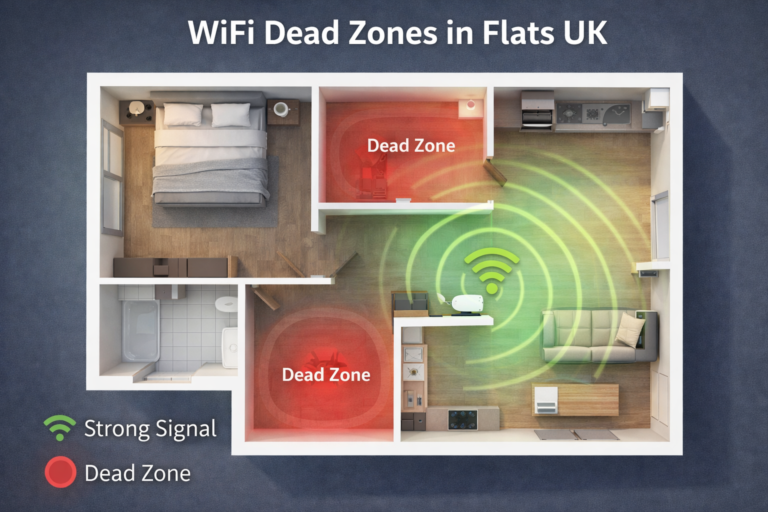 wifi dead zones in flats uk illustrated with weak signal areas