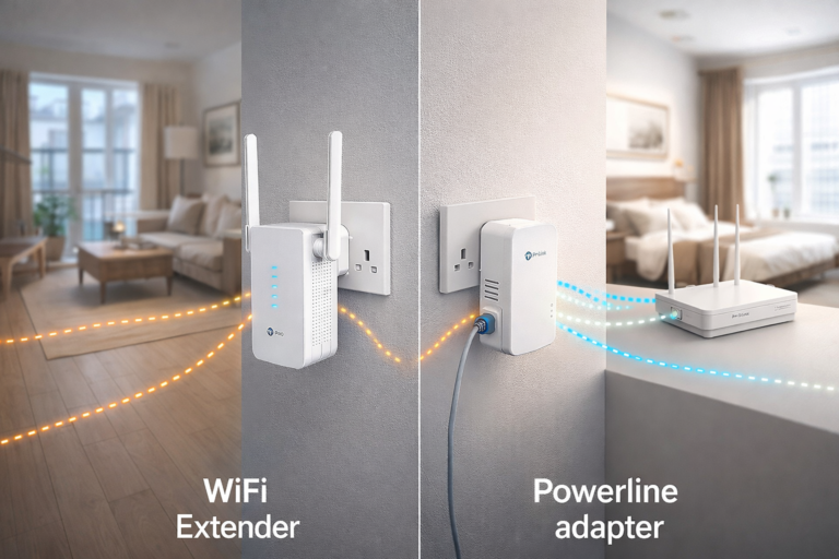 wifi extender vs powerline adapter uk comparison in a small flat