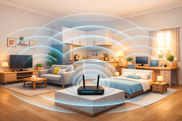 wifi in small flats uk with full signal coverage illustration