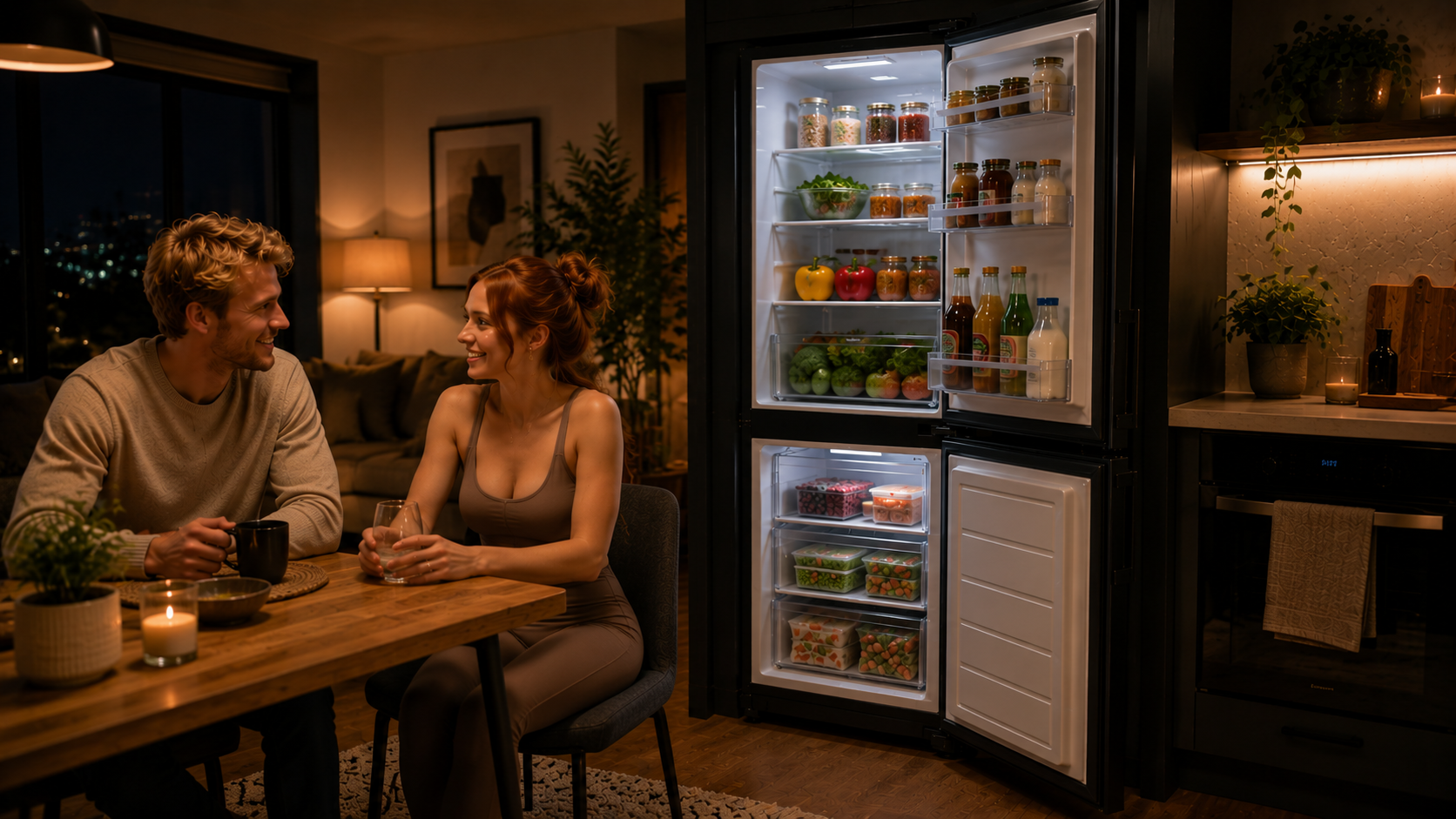Best 50/50 Fridge Freezers for Small Kitchens UK showing a balanced fridge freezer in a compact British kitchen