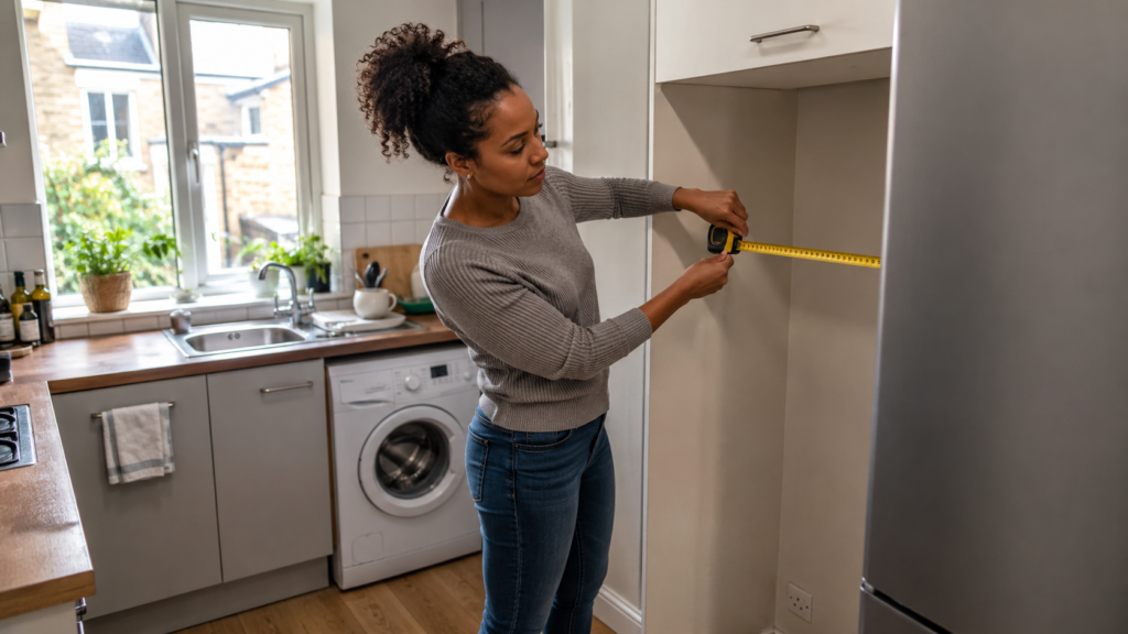 Practical fridge freezer storage layout with adjustable shelves and organised freezer drawers