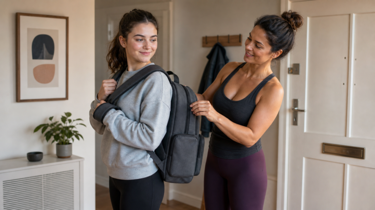 Best laptop school bags UK student wearing a comfortable backpack