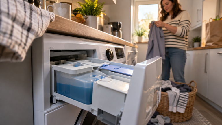 Automatic Detergent Dosing system inside a washing machine drawer