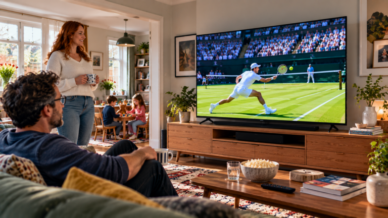Mini LED TVs delivering bright HDR picture quality in a modern UK family living room